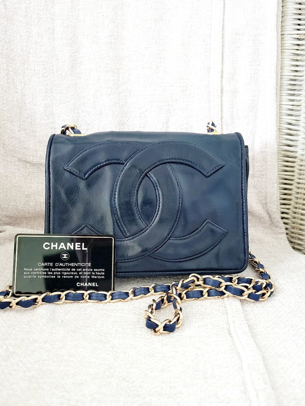 Chanel Blue Vintage Mini Pochette Handbag